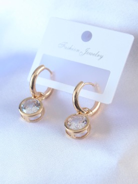 Erb Gold Renk Zirkon Taşlı Pirinç Kadın Küpe