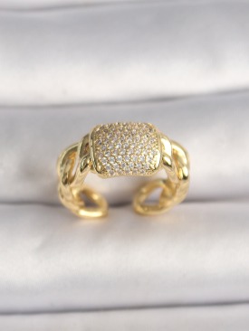 Erb Pirinç Gold Renk Ayarlanabilir Zirkon Taşlı Kadın Yüzük