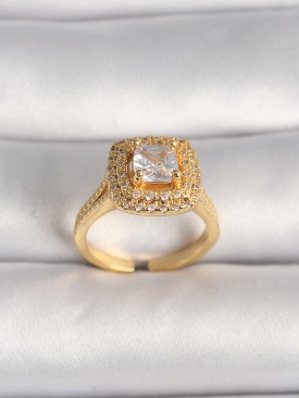 Erb Pirinç Gold Renk Ayarlanabilir Baget Zirkon Taş Model Kadın Yüzük