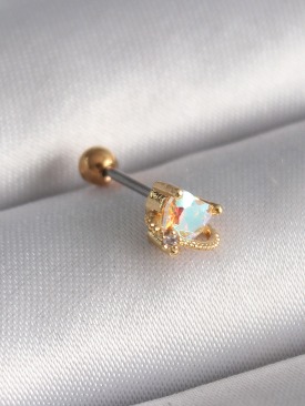 Erb 316L Çelik Gold Renk Zirkon Taşlı Kalp Tragus Piercing