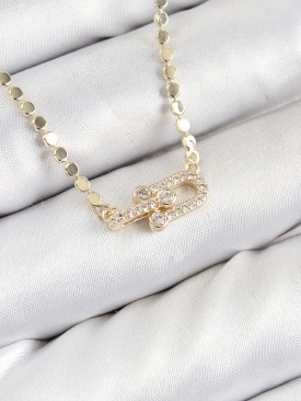 Erb Pirinç Zirkon Taşlı Tifany Model Ezme Zincir Gold Renk Kadın Kolye