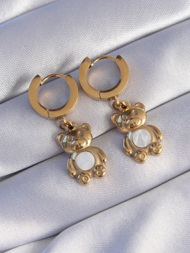 Erb 316L Çelik Gold Renk Teddy Model Küpe