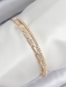 Erb Pirinç Zirkon Taşlı Su Yolu Model Gold Renk Kadın Bileklik