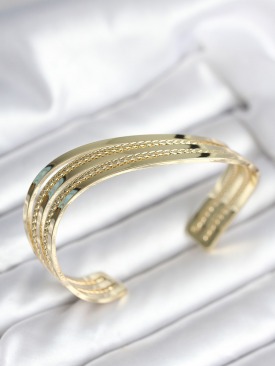 Erb Eğik Şerit Model Gold Renk Pirinç Kadın Bileklik