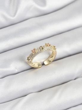 Erb Pirinç Gold Renk Zirkon Taşlı Vintage Kadın Yüzük