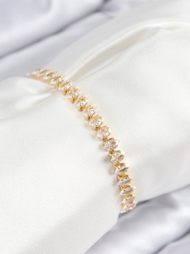 Erb Pirinç Zirkon Taşlı Damla Model Gold Renk Asansörlü Kadın Bileklik
