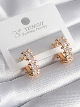 Erb Pirinç Gold Renk Zirkon Taşlı Su Yolu Model Kadın Küpe