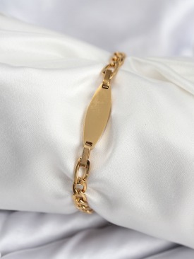 Erb 316L Çelik Gold Renk Oval Yazı Yazmaya Uygun Kadın Bileklik
