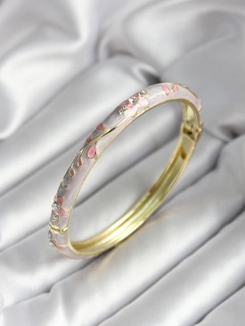 Erb Mineli Pirinç Pembe Çiçek Desenli Gold Renk Kadın Kelepçe