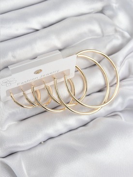 Erb Pirinç Halka Model Gold Renk Kadın Set Küpe