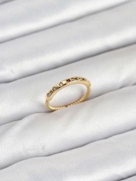 Erb Pirinç Gold Renk Renkli Zirkon Taşlı Kadın Yüzük