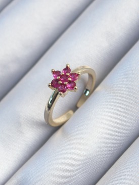 Erb Pirinç Gold Renk Pembe Zirkon Taşlı Lotus Model Kadın Yüzük