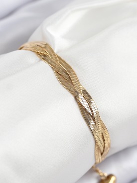 Erb 316L Çelik Örgü İtalyan Zincir Model Gold Renk Kadın Bileklik