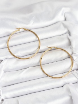 Erb 316L Çelik Gold Renk 45 Mm Halka Kadın Küpe