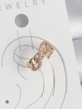 Erb Pirinç Gold Renk Zirkon Taşlı Sonsuzluk Zincir Model Kadın Kıkırdak Küpe
