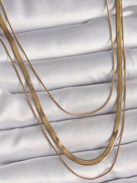 Erb 316L Çelik Gold Renk 3\'Lü İtalyan Zincir Model Kadın Kolye