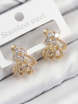 Erb Pirinç Zirkon Taşlı Model Gold Renk Kadın Küpe