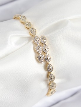 Erb VIP Pirinç Zirkon Taşlı Sıralı Damla Model Gold Renk Kadın Bileklik