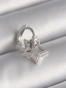 Erb 316L Çelik Gümüş Renk Zirkon Taşlı Sallantı Yıldız Model Tragus Piercing