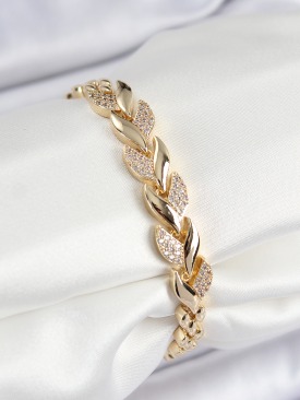 Erb Pirinç Zirkon Taşlı Balık Kuyruğu Model Gold Renk Kadın Bileklik