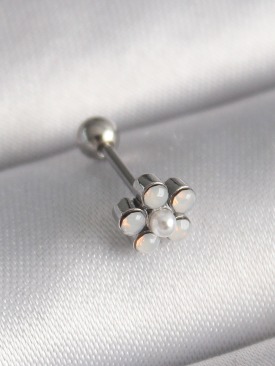 Erb 316L Çelik Gümüş Renk Zirkon Taşlı Çiçek Model Tragus Piercing