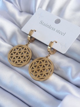 Erb 316L Çelik Gold Renk Lotus Model Kadın Küpe