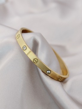 Erb 316L Çelik Gold Renk Zirkon Taşlı Bileklik