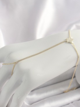 Erb Pirinç Gold Renk Su Yolu Zirkon Taşlı Yıldız Model Kadın Şahmeran