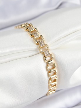 Erb Pirinç Zirkon Taşlı Parçalı Model Gold Renk Kadın Bileklik