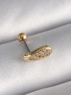 Erb 316L Çelik Gold Renk Zirkon Taşlı Kanat Tragus Piercing