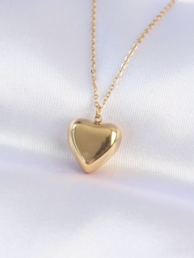 Erb 316L Çelik Zincir Gold Renk Bubble Kalp Kolye