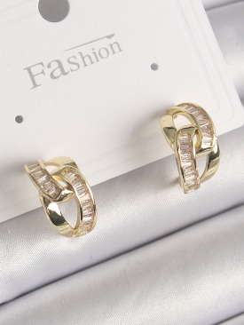 Erb Pirinç Gold Renk Zirkon Taşlı Zincir Model Kadın Küpe