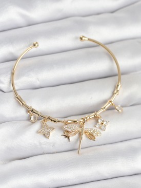 Erb Yusufçuk Charmlı Gold Renk Pirinç Kadın Bileklik