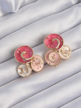 Erb Pirinç Gold Renk Pembe Mineli 3lü Orkide Küpe