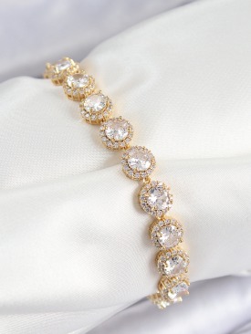 Erb Pirinç Zirkon Taşlı Daire Baget Model Gold Renk VIP Seri Kadın Bileklik