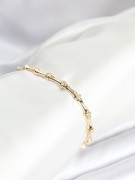 Erb Pirinç Gold Renk Kemik Model Zirkon Taşlı Kadın Bileklik
