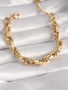 Erb 316L Çelik Gold Renk Kalın Zincir Model Kadın Bileklik