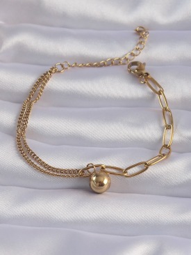 Erb 316L Çelik Gold Renk Topçuk Model Zincir Bileklik