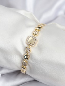 Erb Pirinç VIP Seri Gold Renk Zirkon Taşlı Model Kadın Bileklik
