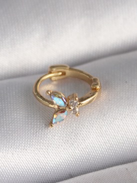 Erb 316L Çelik Gold Renk Zirkon Taşlı Kelebek Model Tragus Piercing