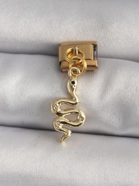 Erb 316L Çelik Gold Renk Sallantı Yılan Model Nomination Charm