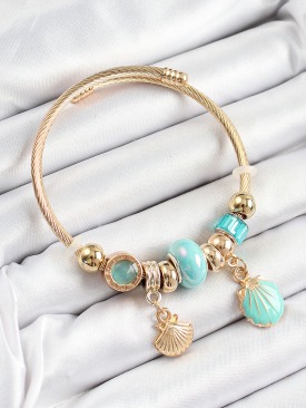 Erb 316L Çelik Mavi İstiridye Model Gold Renk Charm Bileklik