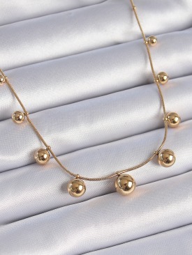 Erb 316L Çelik Gold Renk Top Model Kadın Kolye