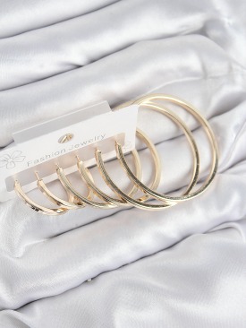 Erb Pirinç Halka Model Gold Renk Kadın Set Küpe