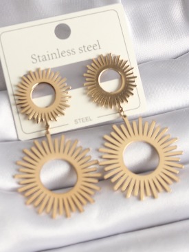 Erb 316L Çelik Gold Renk Güneş Model Kadın Küpe