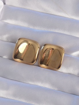 Erb 316L Çelik Gold Renk Aynalı Ezme Küpe