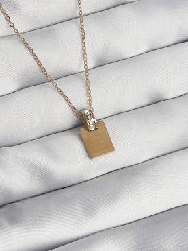 Erb 316L Çelik Zincir Gold Renk Zirkon Taşlı Aşk Mektubu Kolye