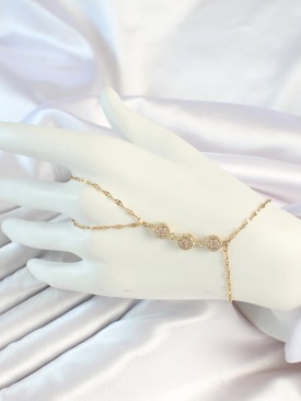 Erb 316L Çelik Gold Renk Zincirli Baget Zirkon Taşlı Şahmeran