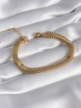 Erb 316L Çelik Gold Renk Balık Sırtı Zincir Model Kadın Bileklik