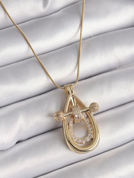 Erb 316L Çelik Gold Renk Zincir Zirkon Taşlı Damla Model Kadın Kolye